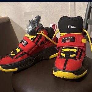 Ralph Lauren polo boots red and black worn only 2x